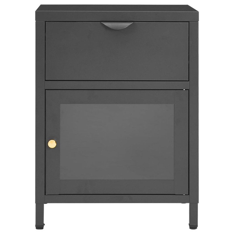 vidaXL Nočné stolíky 2 ks antracitové 40x30x54,5 cm oceľ a sklo