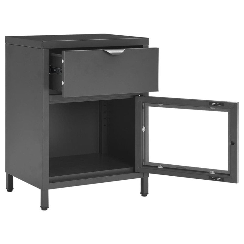vidaXL Nočné stolíky 2 ks antracitové 40x30x54,5 cm oceľ a sklo