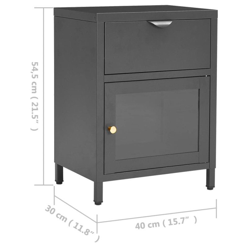 vidaXL Nočné stolíky 2 ks antracitové 40x30x54,5 cm oceľ a sklo