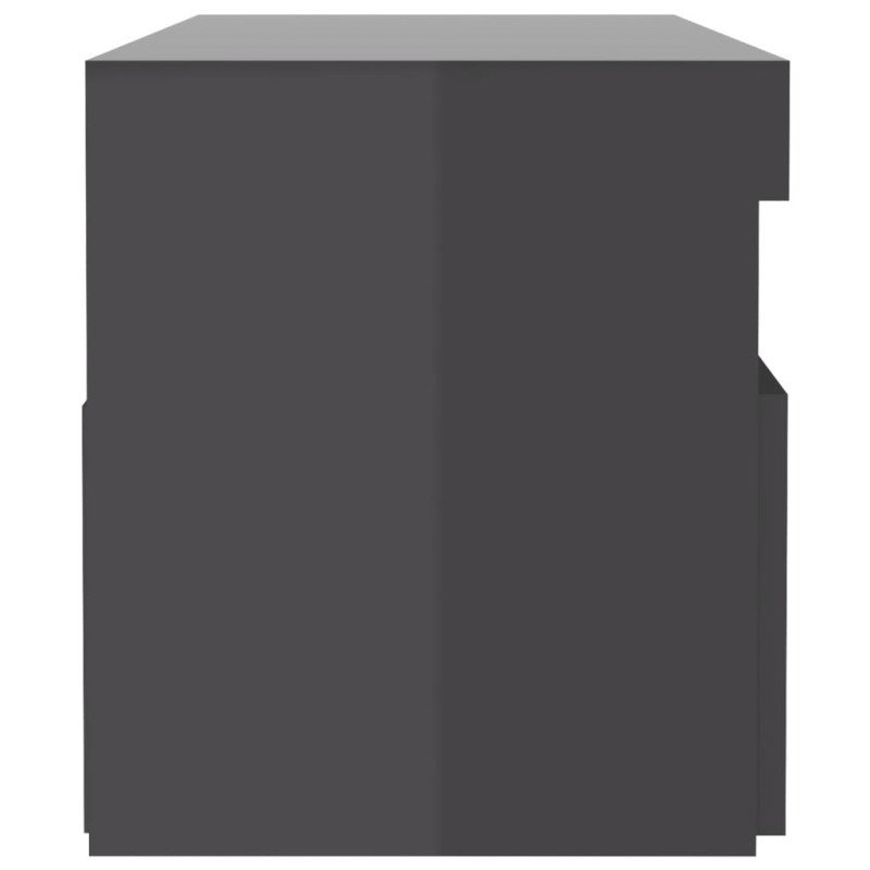 vidaXL Nočný stolík a LED svetlá 2 ks vysokolesklý sivý 60x35x40 cm