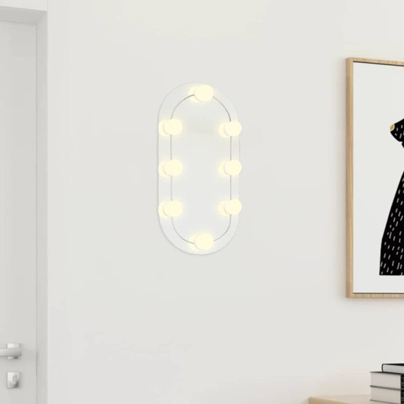 vidaXL Zrkadlo s LED svetlami 40x20 cm sklenené oválne