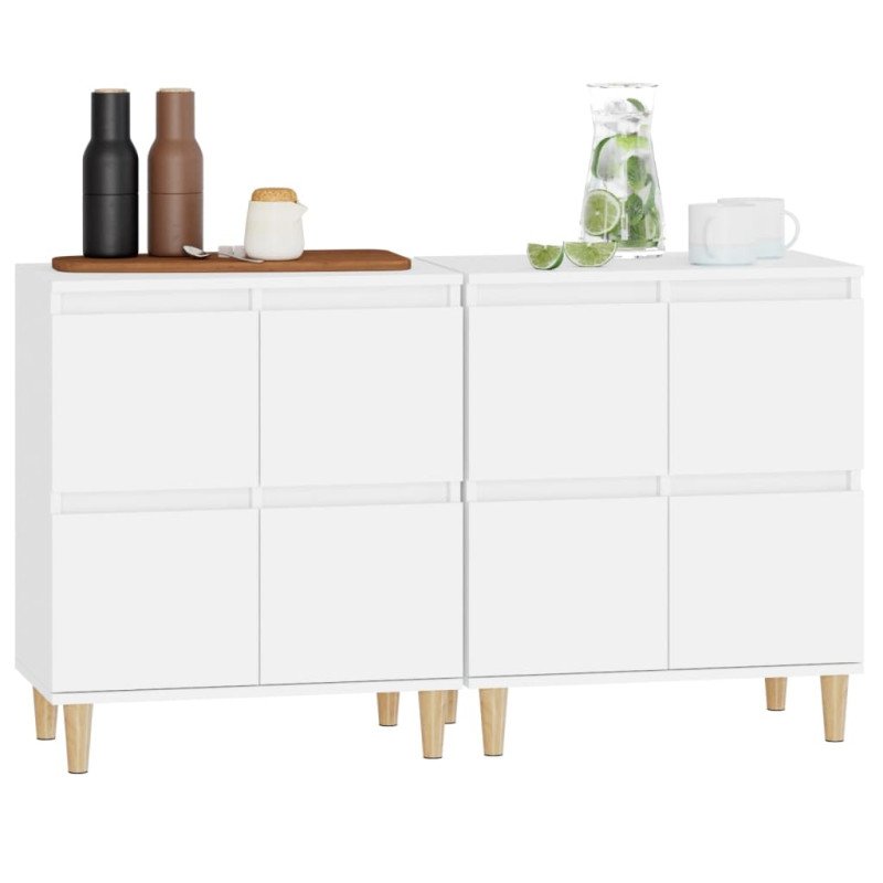 vidaXL Komody 2 ks biele 60x35x70 cm kompozitné drevo