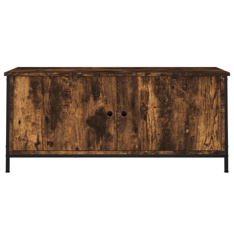 vidaXL TV skrinka s dvierkami dymový dub 102x35x45 cm kompozitné drevo
