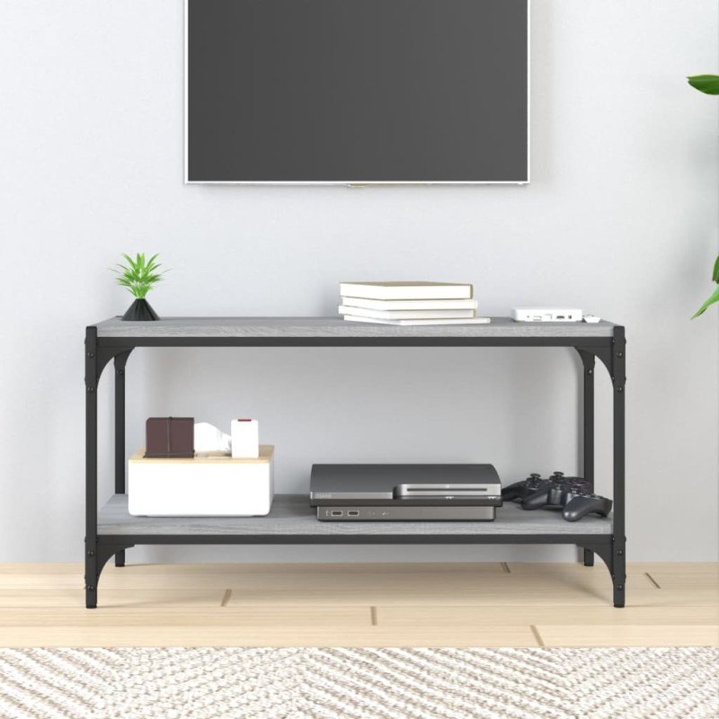 vidaXL TV skrinka sivý dub sonoma 80x33x41 cm spracované drevo a oceľ