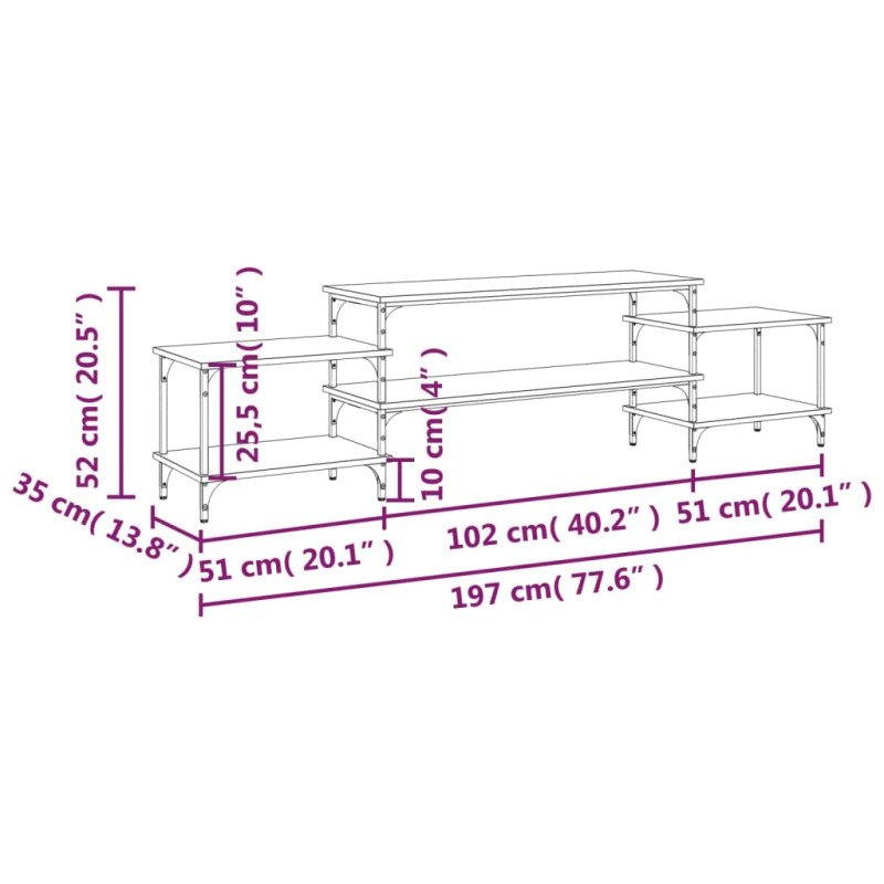 vidaXL TV skrinka hnedý dub 197x35x52 cm spracované drevo