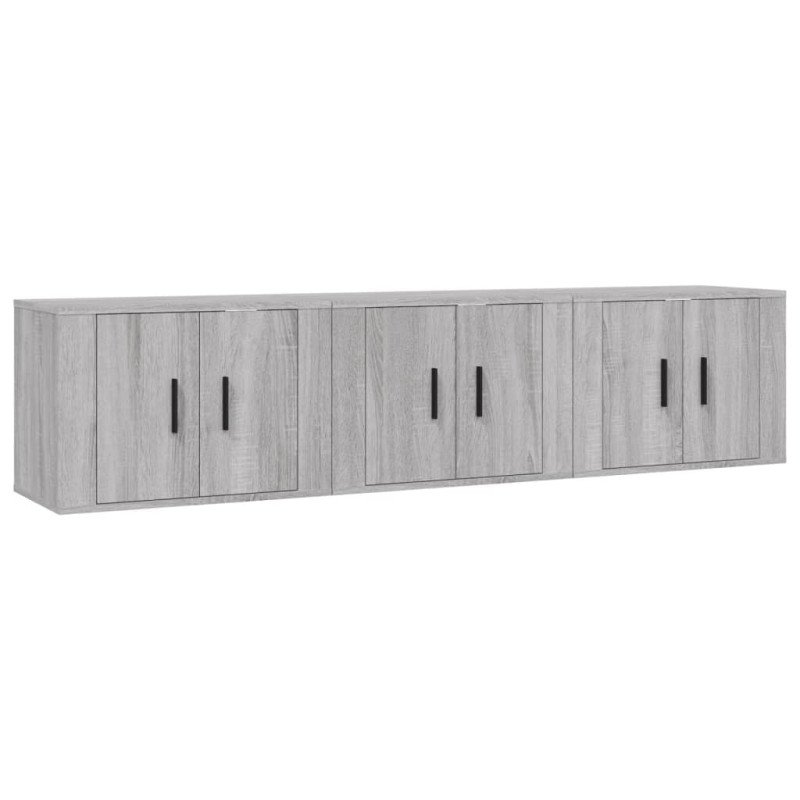 vidaXL Nástenné TV skrinky 3 ks sivé sonoma 57x34,5x40 cm