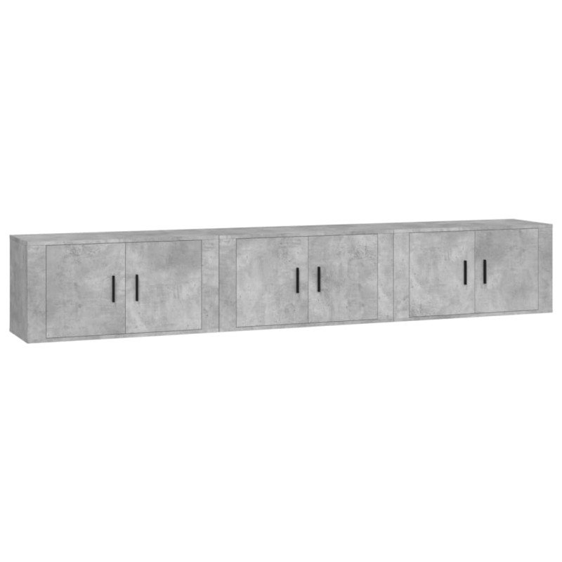 vidaXL Nástenné TV skrinky 3 ks betónovo-sivé 80x34,5x40 cm