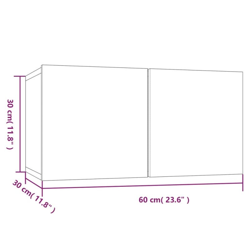 vidaXL Závesná TV skrinka dymový dub 60x30x30 cm spracované drevo