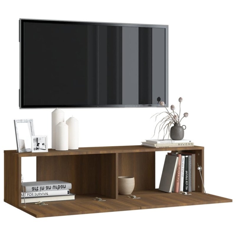 vidaXL Nástenná TV skrinka hnedý dub 120x30x30 cm spracované drevo