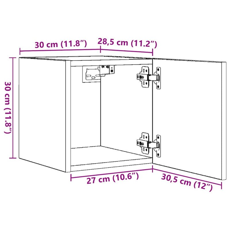 vidaXL Nástenné TV skrinky 4 ks hnedý dub 30,5x30x30 cm