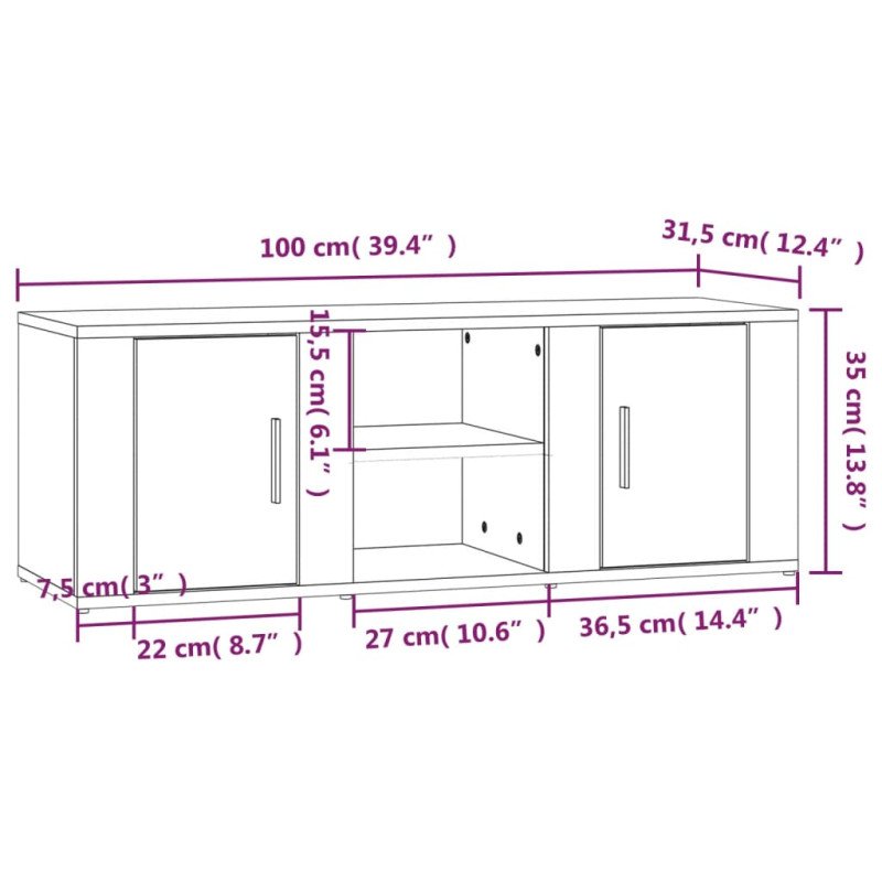 vidaXL TV skrinka dub sonoma 100x31,5x35 cm spracované drevo