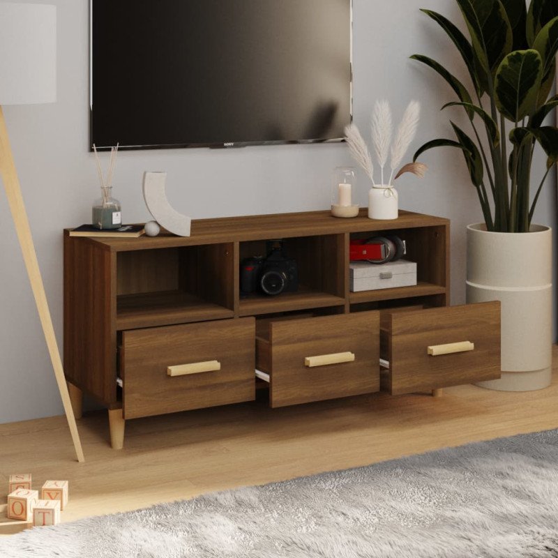 vidaXL TV skrinka hnedý dub 102x36x50 cm spracované drevo