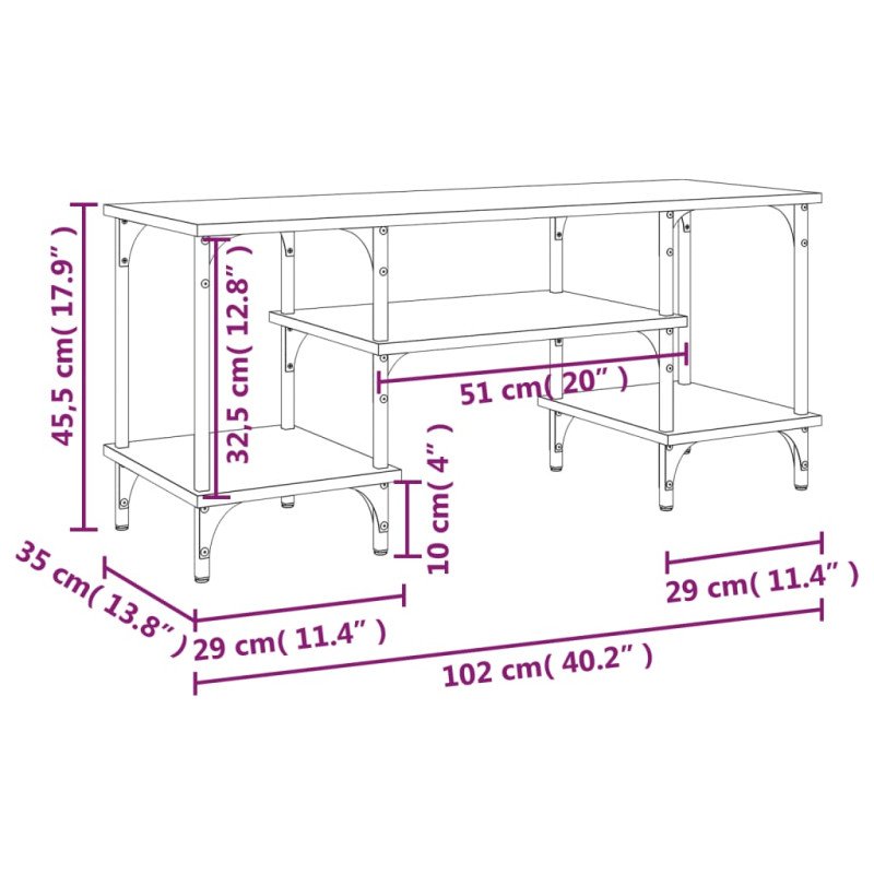 vidaXL TV skrinka hnedý dub 102x35x45,5 cm kompozitné drevo