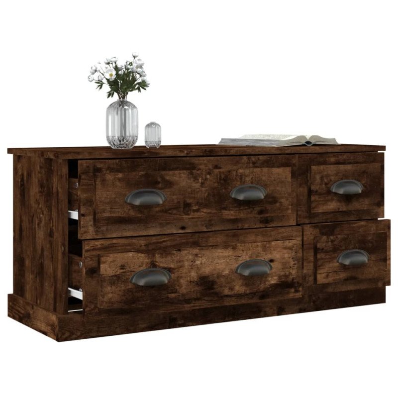 vidaXL TV skrinka dymový dub 100x35,5x45 cm kompozitné drevo
