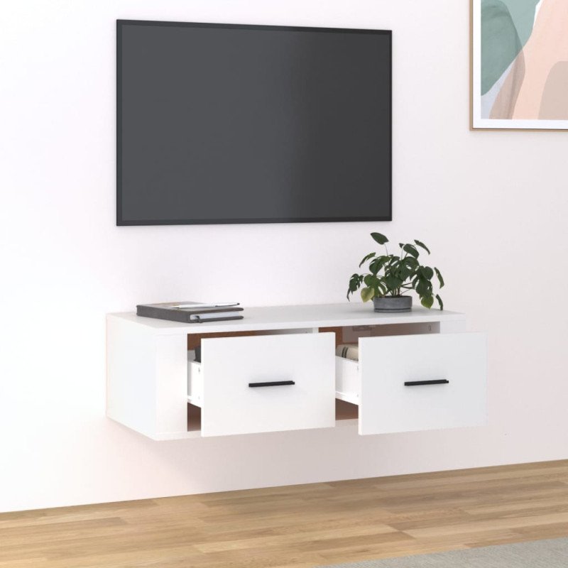 vidaXL Závesná TV skrinka biela 80x36x25 cm spracované drevo