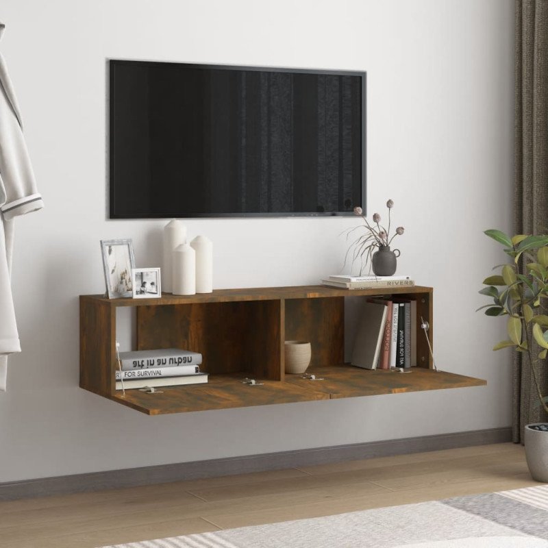 vidaXL Nástenná TV skrinka údený dub 120x30x30 cm spracované drevo