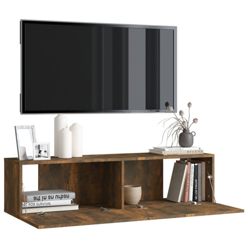 vidaXL Nástenná TV skrinka údený dub 120x30x30 cm spracované drevo