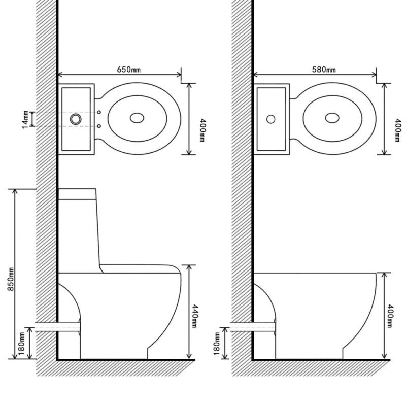 Stojaca toaleta a bidet, biela, keramika