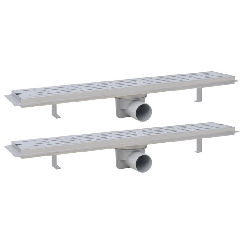 vidaXL Rovný sprchový odtok s líniami 2 ks 630x140 mm nehrdzavejúca oceľ