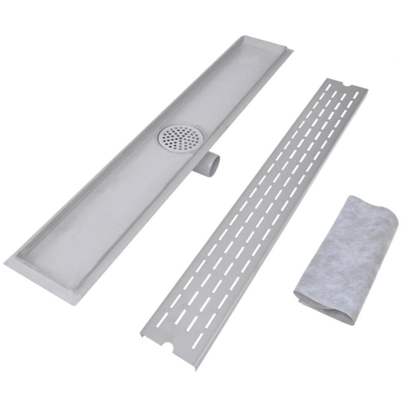 vidaXL Rovný sprchový odtok s líniami 2 ks 830x140 mm nehrdzavejúca oceľ