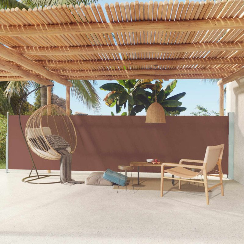 vidaXL Zaťahovacia bočná markíza na terasu 140x600 cm hnedá