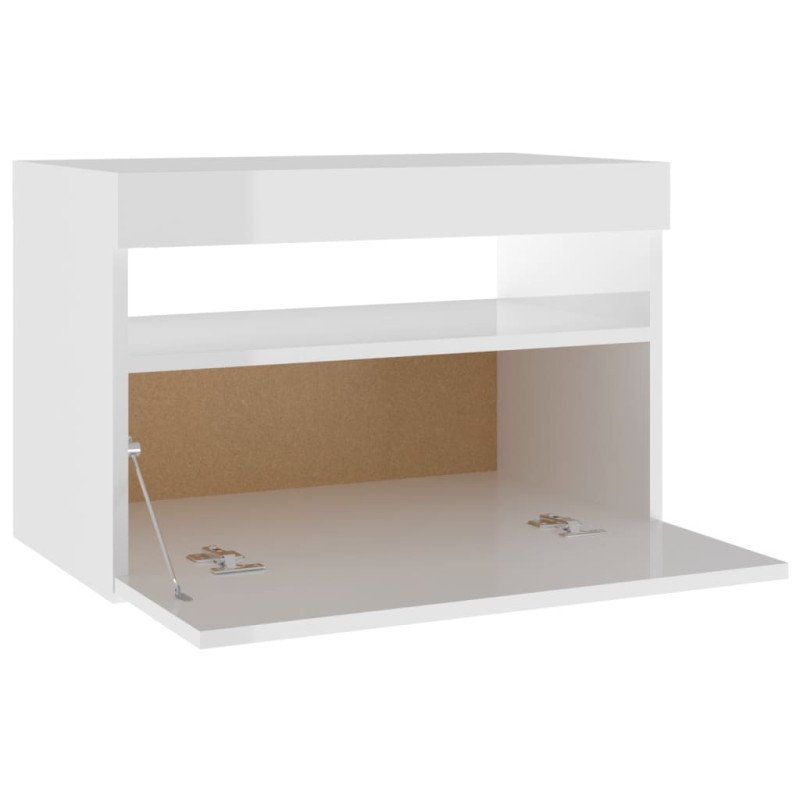 vidaXL TV skrinka s LED svetlami lesklá biela 60x35x40 cm