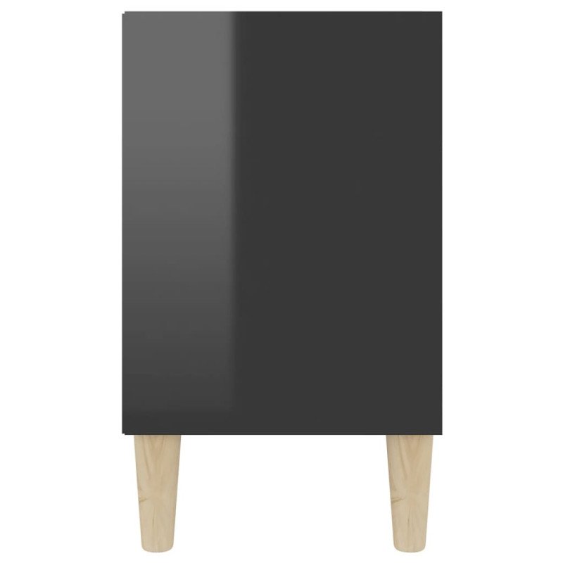 vidaXL TV stolík nohy z masívneho dreva lesklý čierny 103,5x30x50 cm