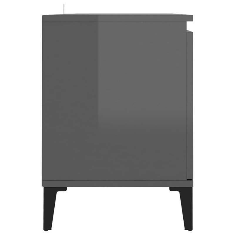 vidaXL TV stolík kovové nohy lesklý sivý 103,5x35x50 cm