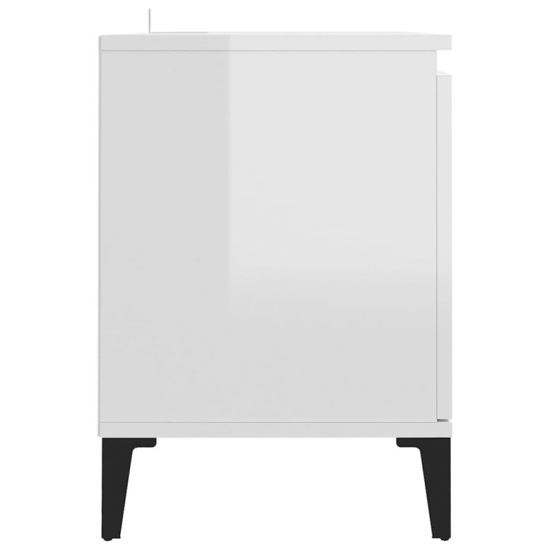 vidaXL TV stolík nohy z kovu lesklý biely 103,5x35x50 cm