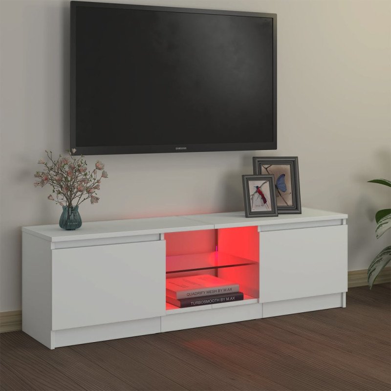 vidaXL TV skrinka s LED svetlami biela 120x30x35,5 cm