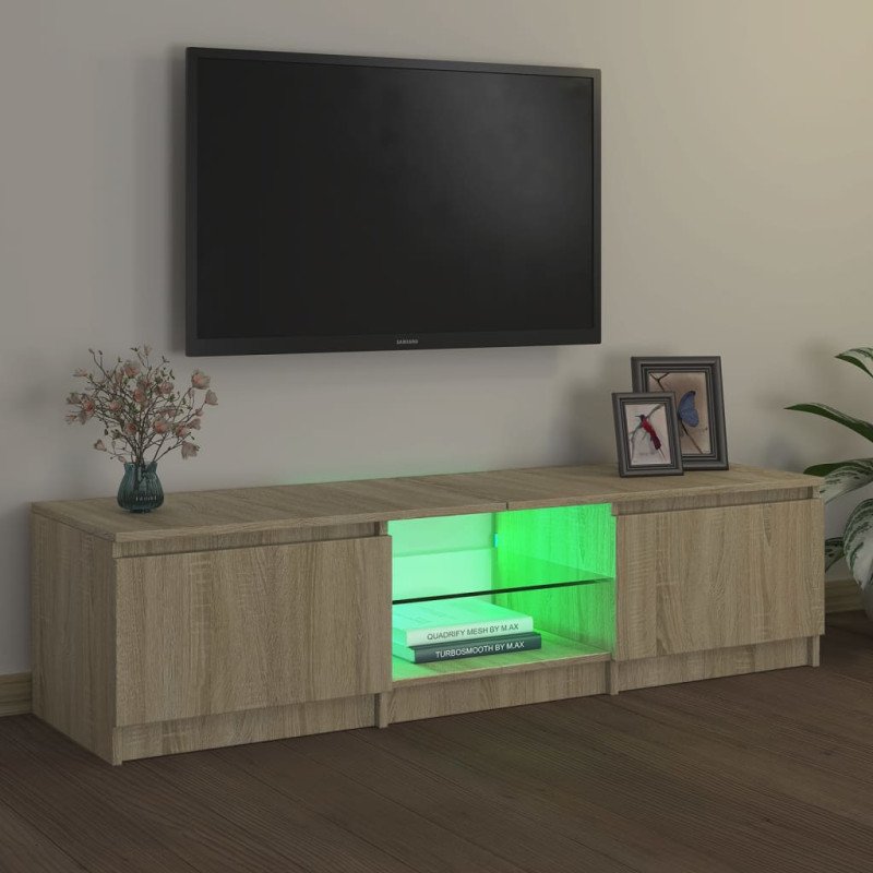 vidaXL TV skrinka s LED svetlami dub sonoma 140x40x35,5 cm