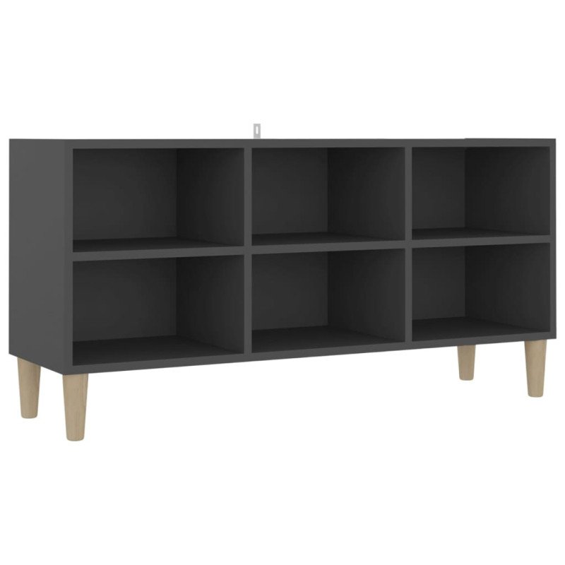 vidaXL TV stolík nohy z masívneho dreva sivé 103,5x30x50 cm