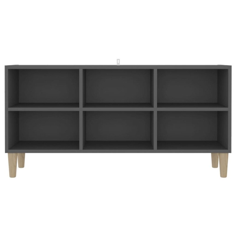 vidaXL TV stolík nohy z masívneho dreva sivé 103,5x30x50 cm