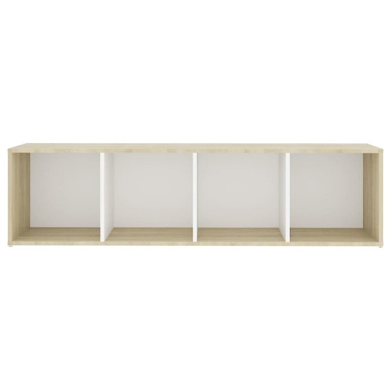 vidaXL TV skrinka, biela a sonoma 142,5x35x36,5 cm, kompozitné drevo