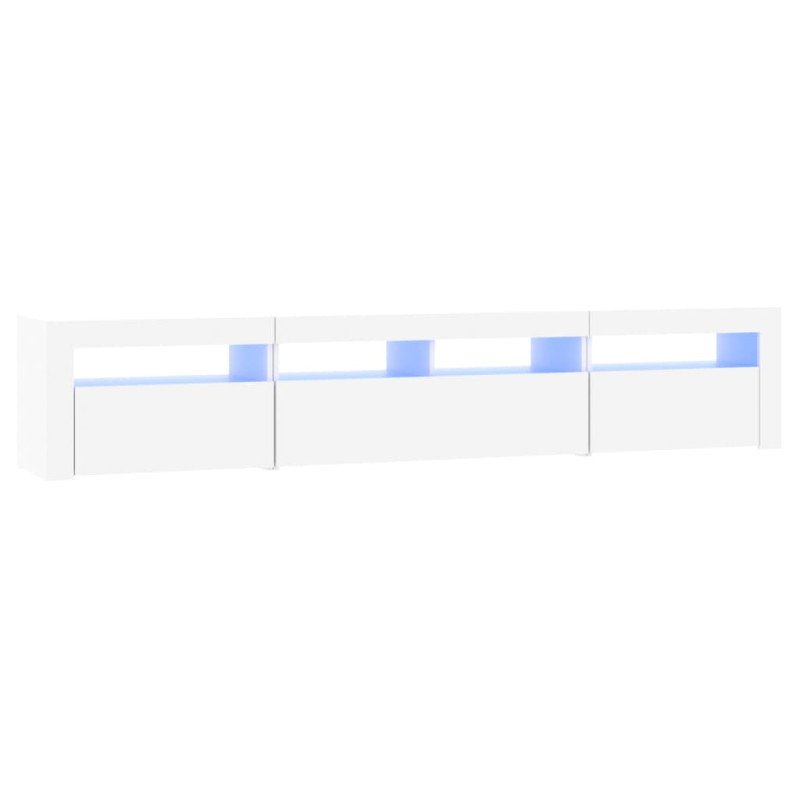 vidaXL TV skrinka s LED svetlami biela 210x35x40 cm