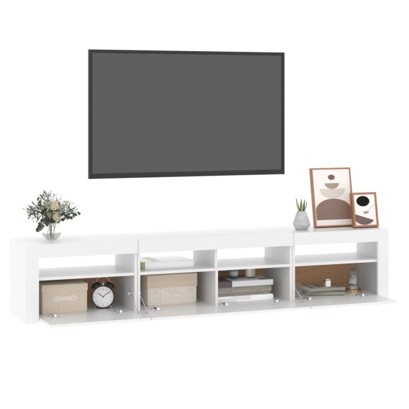 vidaXL TV skrinka s LED svetlami biela 210x35x40 cm
