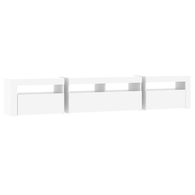 vidaXL TV skrinka s LED svetlami biela 210x35x40 cm