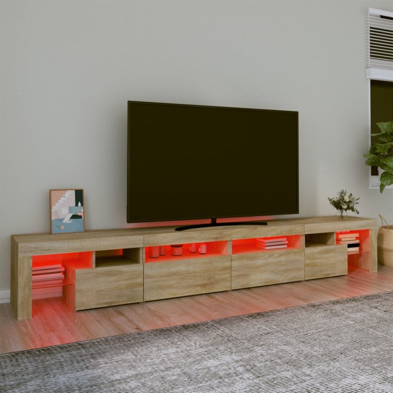 vidaXL TV skrinka s LED svetlami dub sonoma 260 x 36,5 x 40 cm