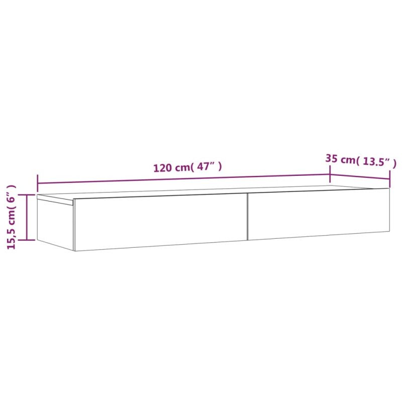 vidaXL TV skrinka s LED svetlami biela 120x35x15,5 cm