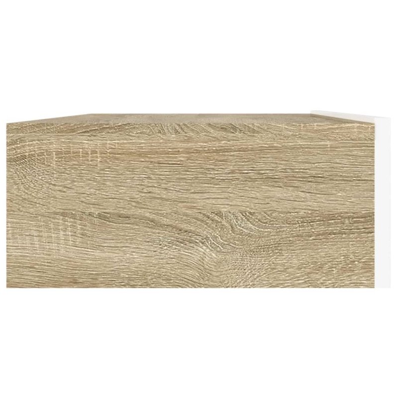 vidaXL TV skrinka s LED svetlami biela a dub sonoma 90x35x15,5 cm