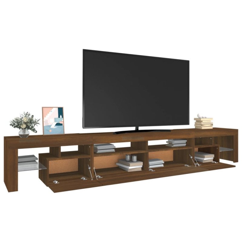 vidaXL TV skrinka s LED svetlami hnedý dub 260x36,5x40 cm