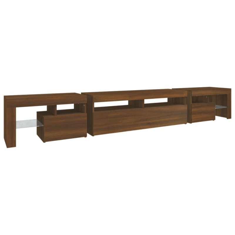 vidaXL TV skrinka s LED svetlami hnedý dub 260x36,5x40 cm
