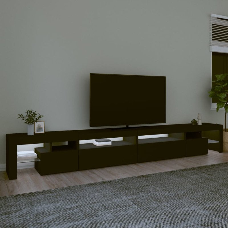 vidaXL TV skrinka s LED svetlami čierna 290x36,5x40 cm