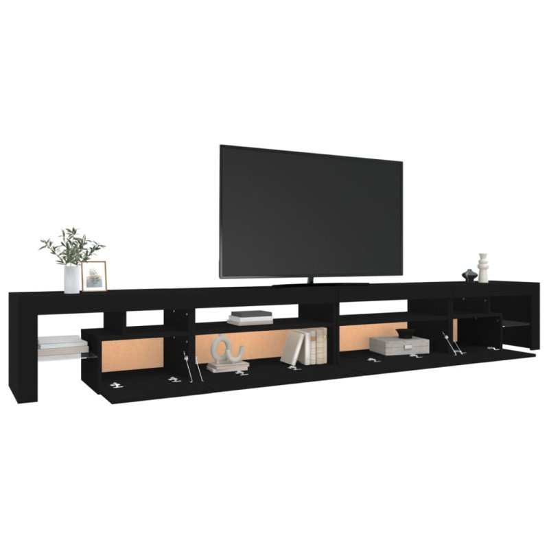 vidaXL TV skrinka s LED svetlami čierna 290x36,5x40 cm