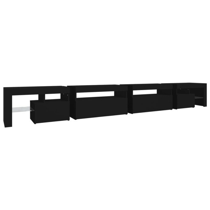 vidaXL TV skrinka s LED svetlami čierna 290x36,5x40 cm