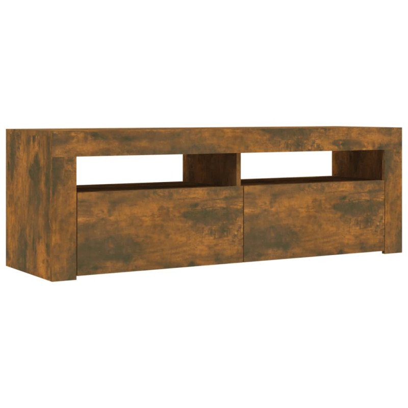 vidaXL TV skrinka s LED svetlami dymový dub 120x35x40 cm