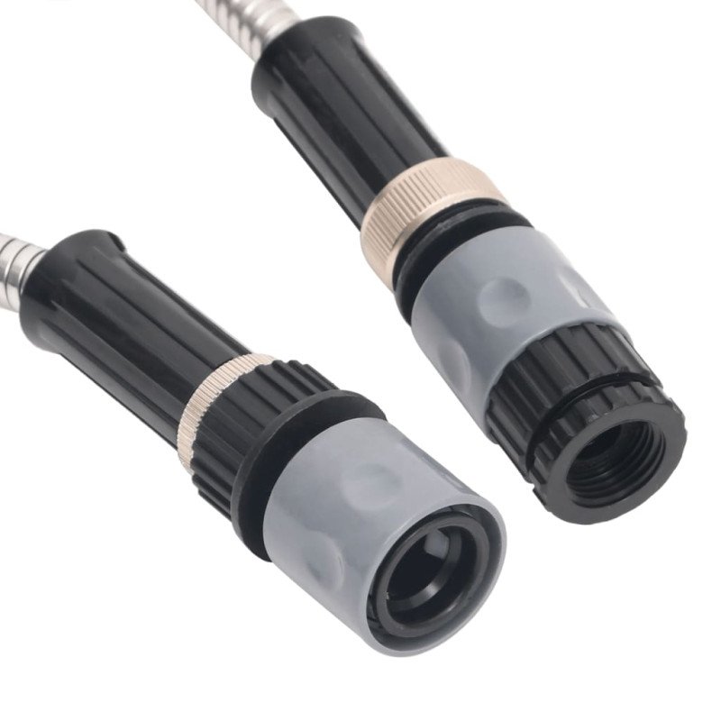 vidaXL Záhradná hadica s tryskou, strieborná 0,6" 30 m, oceľ