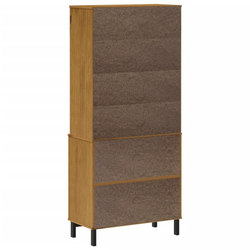 vidaXL Vysoká skrinka, sklenené dvierka FLAM 80x40x180 cm, borovica