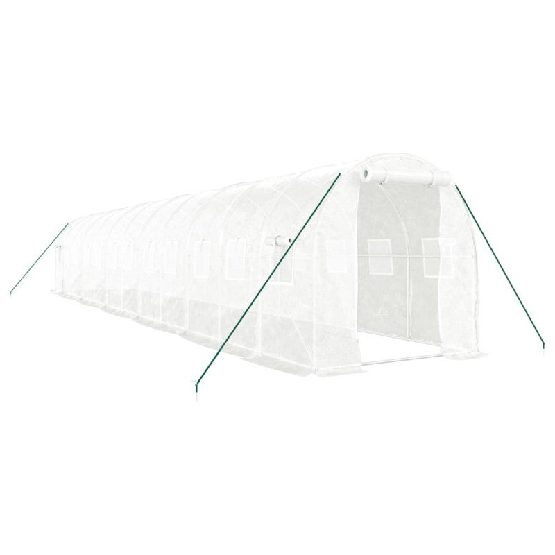 vidaXL Fóliovník s oceľovým rámom biely 24 m² 12x2x2 m