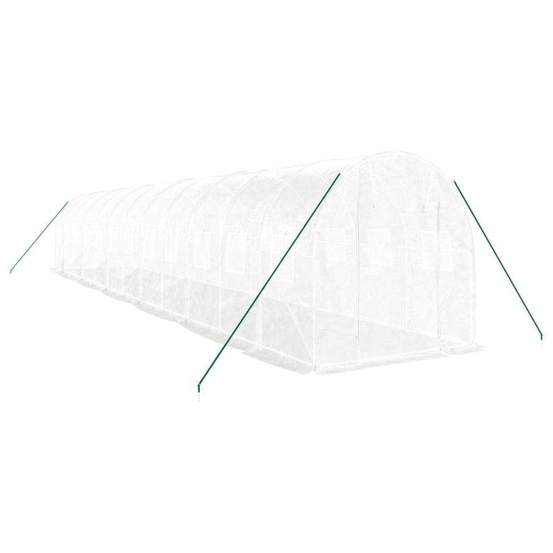 vidaXL Fóliovník s oceľovým rámom biely 24 m² 12x2x2 m